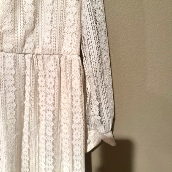 Jack Bryan Vintage Semi Sheer Lace Long Sleeve Maxi Dress Cream Size Large - Picture 8 of 10